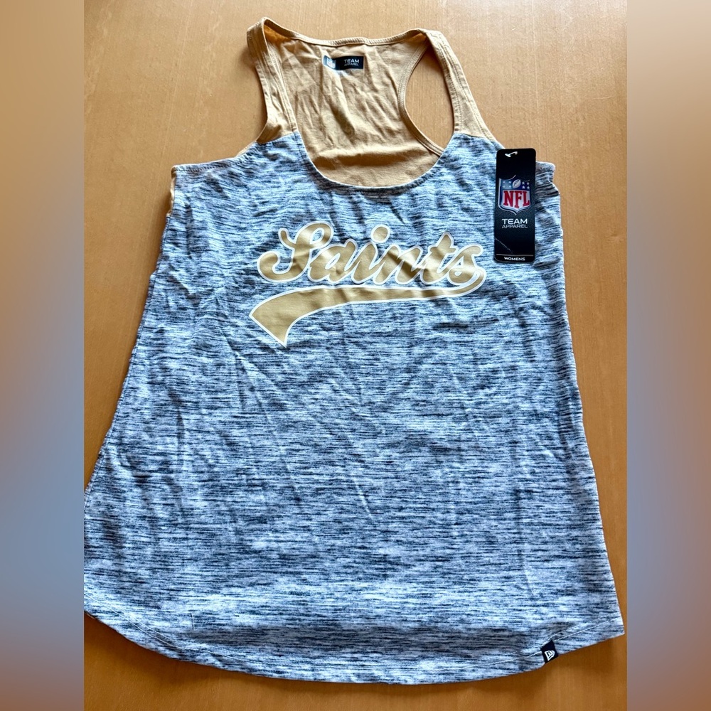 Saints Women's Gray and Gold Tank Top Size: Medium (NEW, with Tags)